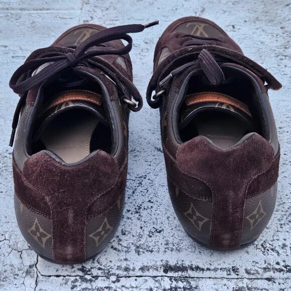 Louis Vuitton Men Shoes Brown LV Logo Lace Up Sneaker Made Italy Size 9UK 10US - Picture 6 of 13